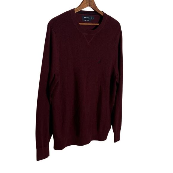 Nautica Knit Navtech Long Sleeve Crew Neck Pullover Sweater Maroon Size Medium - Picture 3 of 8